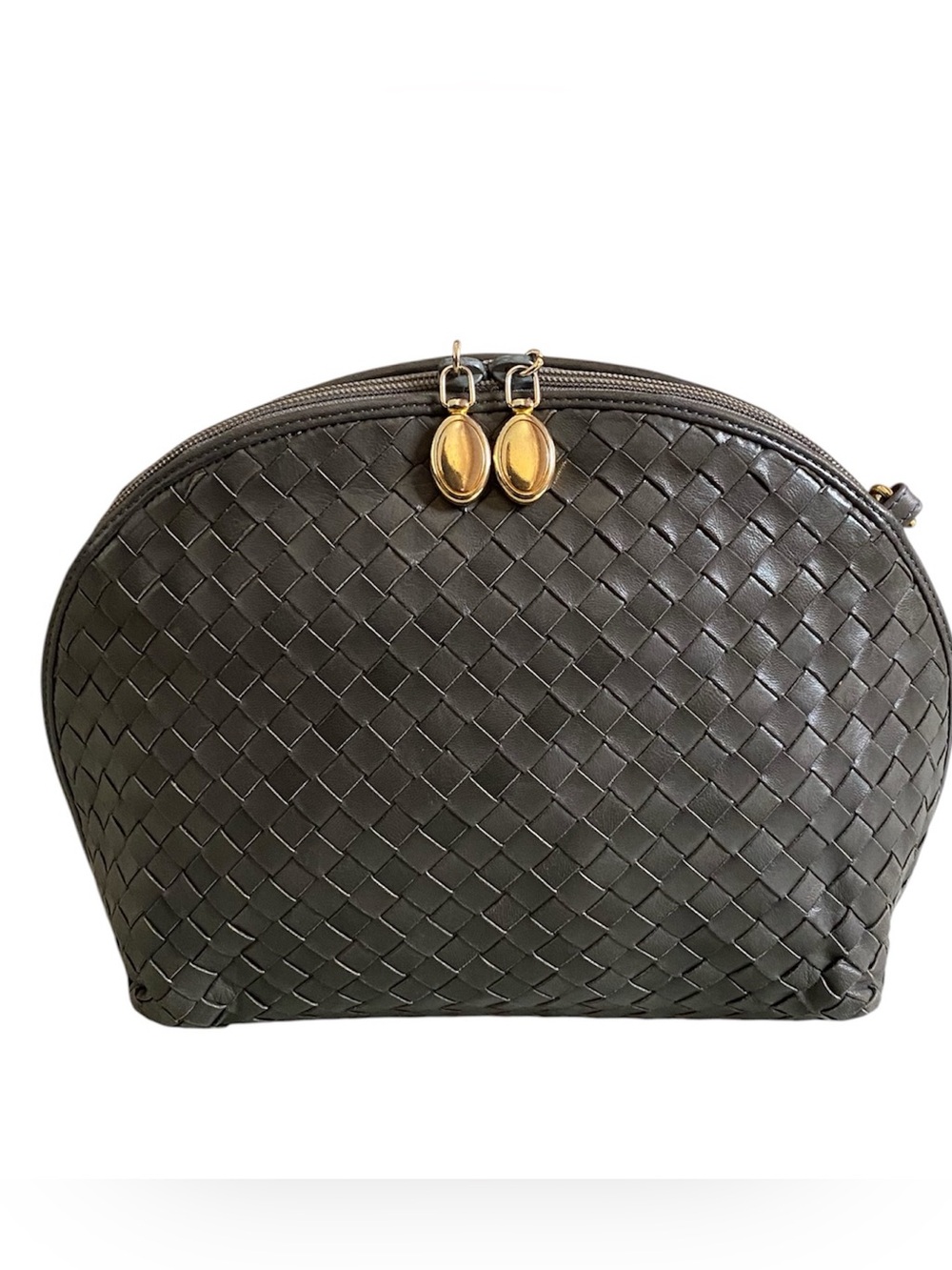 VTG Artbag woven gray leather clutch Made in Italy